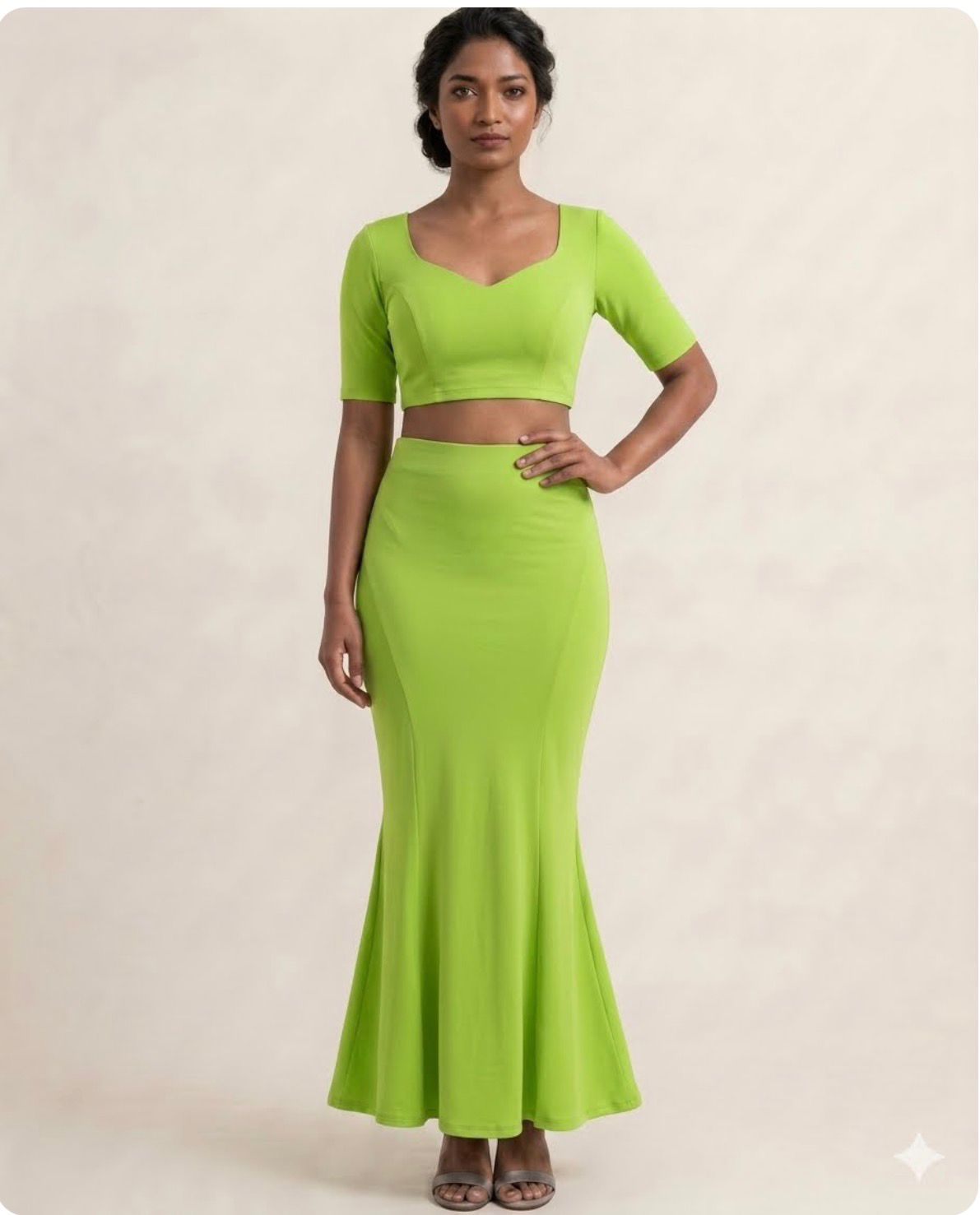 Fishtail Mermaid Shapewear Skirt - Lemon Green